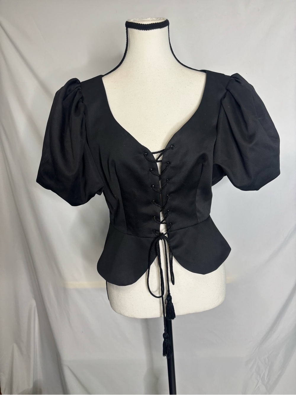 Vintage Victor Costa Lace Up corset Style  Blouse